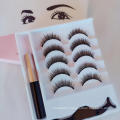 Hot selling OEM  High quality 5 pairs Natural mix lashes packing Magnetic eyelash with tweezer and eyeliner